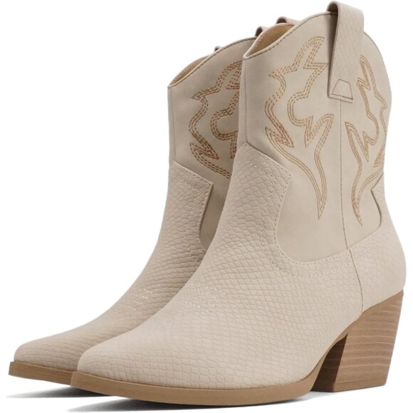 Blazing Ankle Boot Women Tan Imitation Suede Pointe Toe Low Heel - Picture 4 of 4